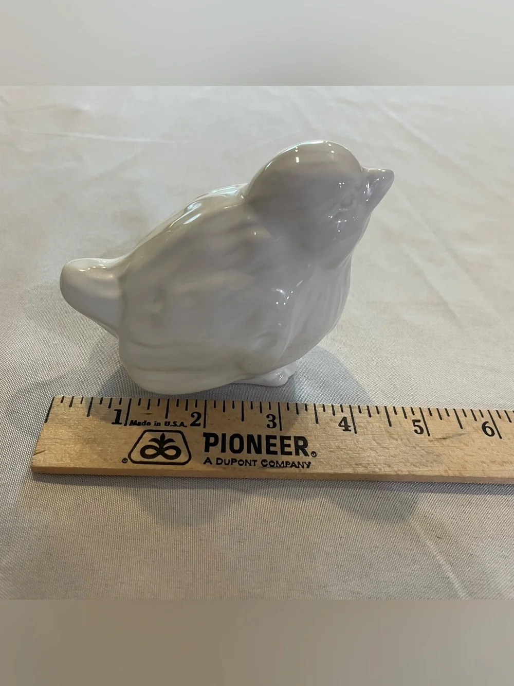 White Ceramic Bird Figurine Small Sparrow Cottage Farmhouse Shelf Decor